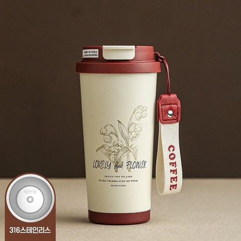 Fanood 316급 스텐 휴대용 커피잔 냉/난방텀블러 530ml, 2개, 레드