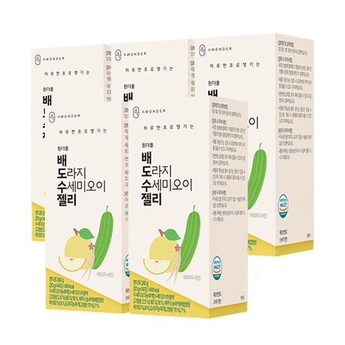 안국약품 원더풀 배도수 젤리 배 도라지 수세미오이 젤리 아이 건강 간식 14포, 280g, 5박스