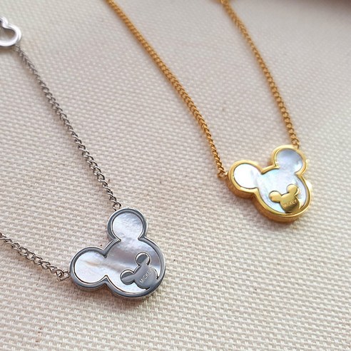 써지컬목걸이 미아방지 자개 미키마우스 패션 각인 목걸이