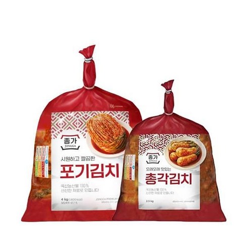 종가 (기획)포기김치4kg+총각김치2.5kg 엄마손맛 한식 반찬 집밥 맛도리, 15개