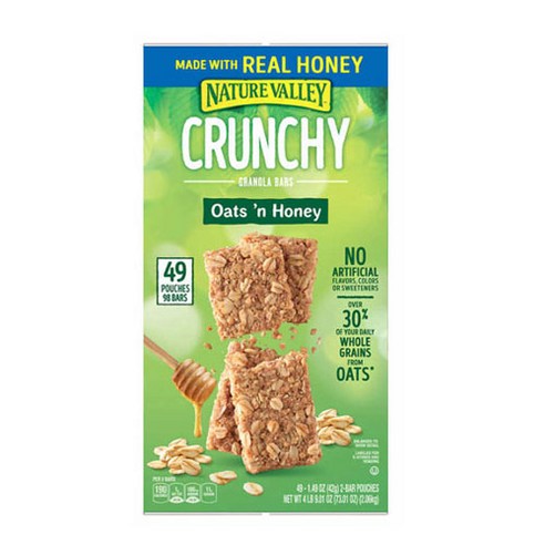 Nature Valley Granola Bars 네이처 벨리 크런치 그레놀라 바 오츠 'n 허니 49개입 73.01oz(2.06kg)