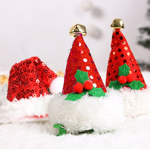 1+1 크리스마스 산타 모자 헤어핀 루돌프 머리핀 머리띠 장식 루돌프코 소품 성탄절 파티 산타옷 싼타 트리, R49084A(산타모자 1+1