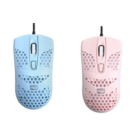 2 PCS Q2 게임용 마우스 USB 유선 발광 게임 중공 구멍 마우스 컴퓨터 사무실 게임 학습 블루 & 핑크, 하나, 보여진 바와 같이