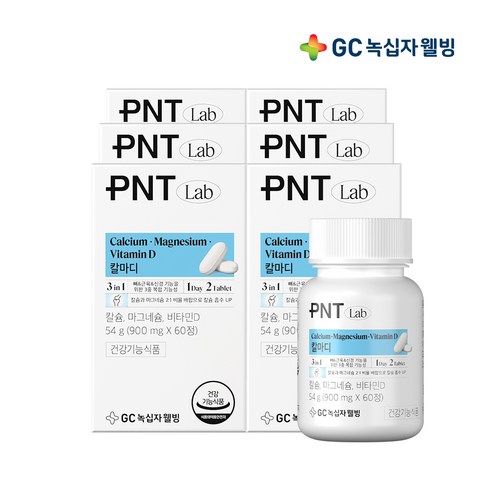 피엔티 GC녹십자웰빙 칼슘 마그네슘 비타민D, 60정, 6개