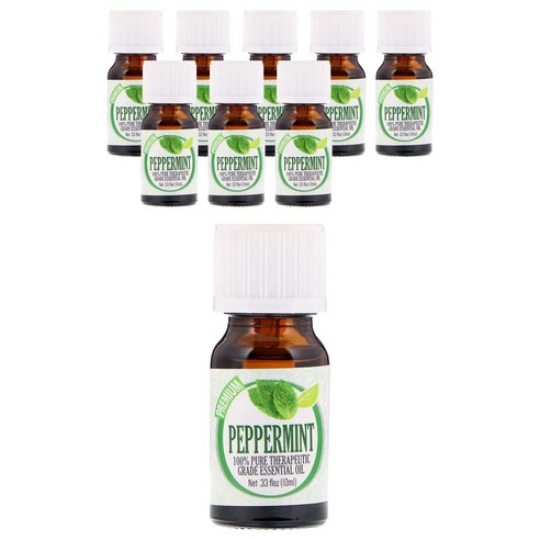 힐링솔루션 테라퓨틱 그레이드 에센셜 오일, 10ml, Peppermint, 9개