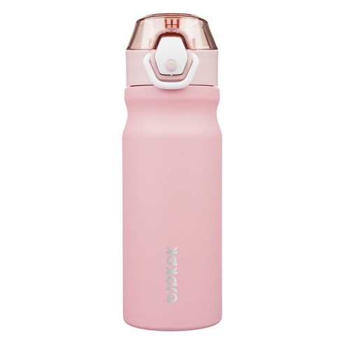 bjpkpk 원터치 스테인리스 스틸 보온병 빨대 포함, 핑크, 1개, 530ml
