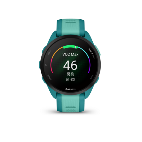 가민 포러너 165 뮤직 러닝 스마트워치, 터코이즈 + 아쿠아, 43mm, GPS