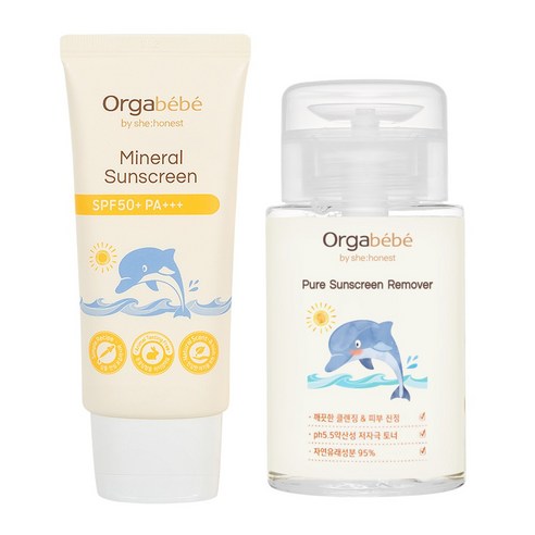 오가베베 무기자차 아기 선크림 SPF 50 + 리무버 클렌징 세트 유아선크림 자외선차단제 아기썬크림 클렌징토너, 선크림1개+리무버1개, 50ml