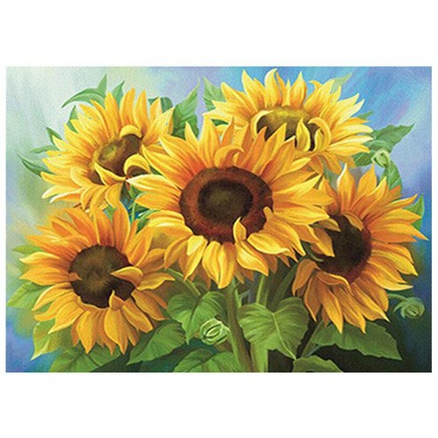 더영흥 보석십자수 캔버스형 40 x 50 cm DIY, 1개, YH71 만개한 해바라기 5송이