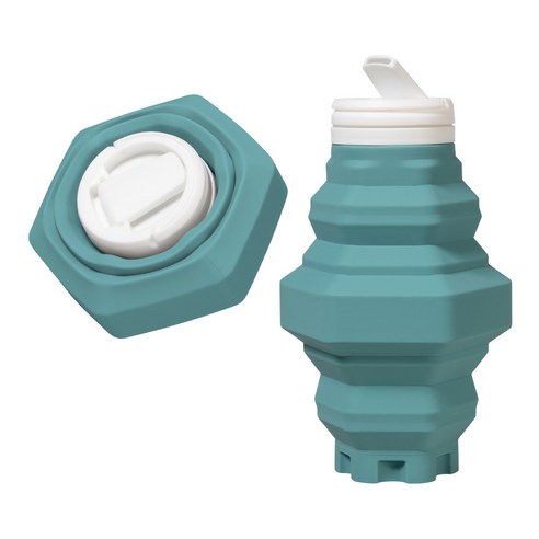 WellUnite 여행용 실리콘 물컵 아웃도어 스포츠 접이식 주전자 휴대용 압축 500ml, 녹색, 6개