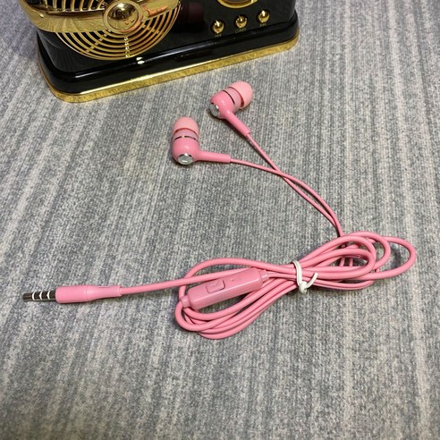 ZZJJC 범용 이어폰 밴드 맥케이 이어링 중저음 이어폰 라인, 핑크 클래식