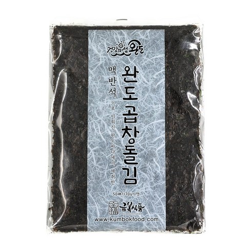 완도금복식품 두터운 곱창돌김 50매 1속 100매 1속 100매 2속(완도산) 옵션상품, 200g, 1개