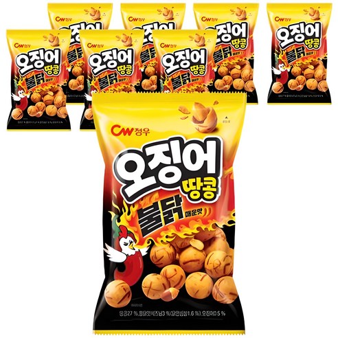 청우식품 오징어땅콩 불닭매운맛, 90g, 8개