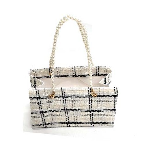 [포장백] 가방 - 화이트체크 (22-10-13.5cm 총높이30cm ) 꽃가방 체크가방 이동가방 포장백 꽃가방