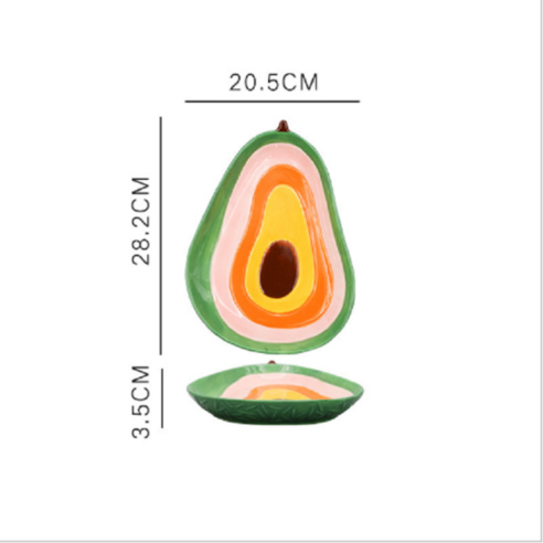 [XIG] 과일 모양의 세라믹 샐러드 접시 귀여운 가정 요리 스낵 플레이트 야외 피크닉 플레이트, 하나, Avocado