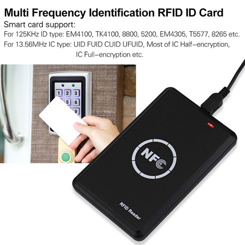 RFID 리더기 복사기 NFC 리더기 스마트 카드 프로그래머 액세스 카드 디코더 쓰기 가능 T5577 UID Fobs 카드, Blackbluewhite, 블랙&블루&화이트, 1개