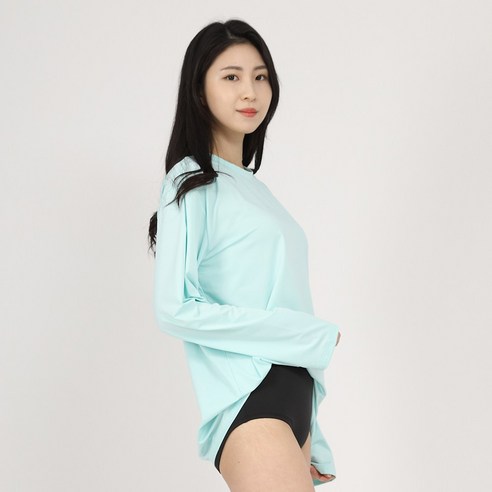 에이치머스 남녀공용 커플 무지 긴팔 래쉬가드