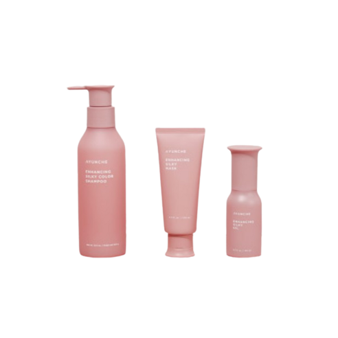 아윤채 인핸싱 실키 윤기 헤어 케어 3STEP 세트 샴푸 350g 마스크 100ml 오일, 1개