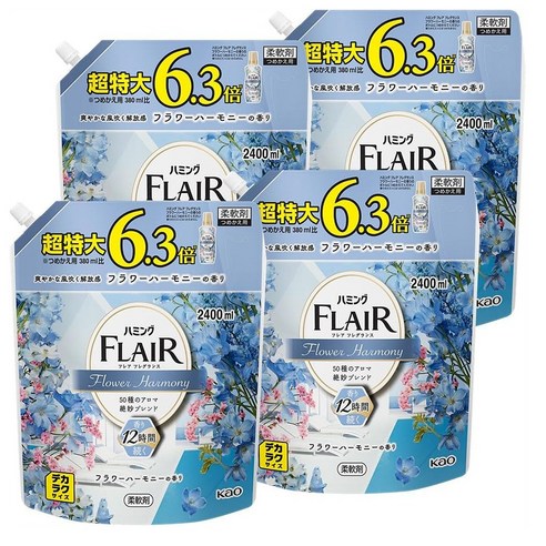 대용량 KAO FLAIR 플라워하모니향 2400ml x 4개