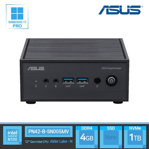 에이수스 ASUS 미니PC PN42-B-SN005MV N100 Win11 Pro / DDR4 4GB RAM / NVMe 1TB 듀얼랜