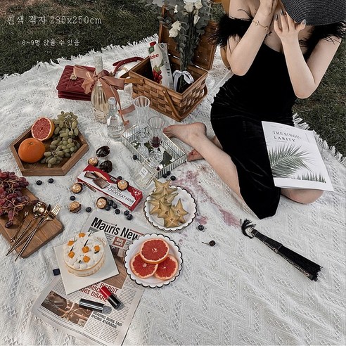 DFMWI.피크닉 매트.Picnic mat.--피크닉 매트 프렌치 인스 에스닉 야외 캠핑 방수 방습 패드에 두꺼운 피크닉 패브릭 포토, 230*250Cm화이트T그