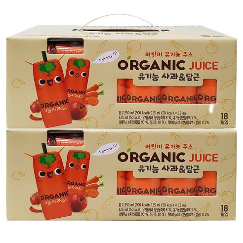오가닉 크니쁘니 사과 & 당근 주스, 125ml, 36개