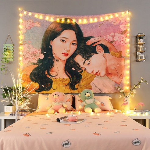 SnowDream 대형 패브릭 포스터 그린가든 동물 패브릭포스터, 95*70램프 없음, 벚나무 아래