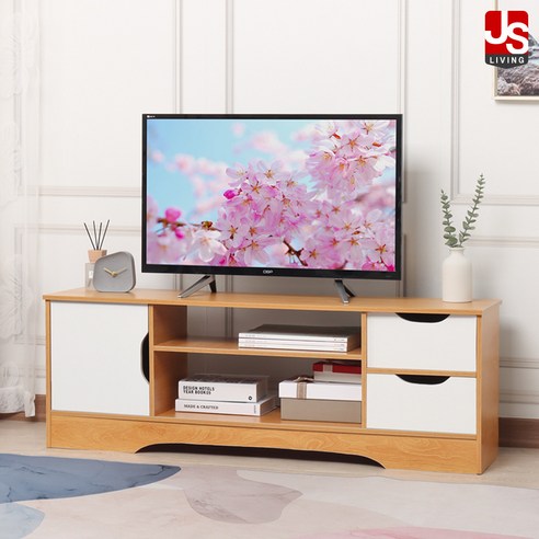 JS리빙 거실 인테리어 TV장 원목 거실티비다이 다용도 수납 거실장 3단 티비다이거실장 대형 티비 선반 높은 거실TV장식장 거실 티비 다이 / JSLIVING#JAD_E-12472, 우드+화이트[너비120cmX높이42cm]