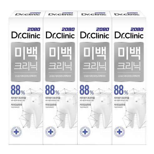 2080 닥터크리닉 미백크리닉 치약, 120g, 4개