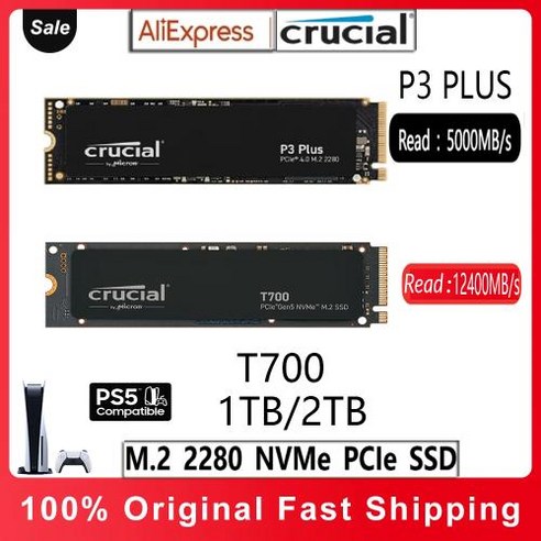 ssd2tb Crucial T700 1TB 2TB Gen5 NVMe M.2 SSD 최대 12400 MBs-게임 사진 비디오 편집 및 디자인-내부 솔리드 스, 05 2TB PCIE4.0 P3Plus, 한개옵션1