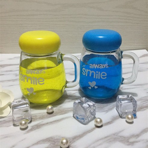 [손해 보상] 유리 컵 사무실 향기로운 차 컵 남성과 여성의 가정용 차 컵 380Ml 물 컵, 색깔6_컵 + 러브 스푼