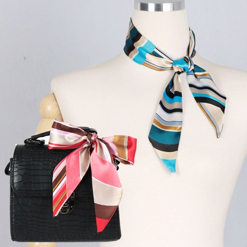 ST511 스월 타이 미니 쁘띠 스키니 가방 장식 끈 악세사리 팔찌 헤어밴드 스키니 넥타이 행사 승무원 반다나 패션 스카프 국산