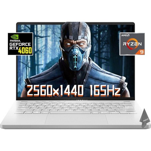 Asus 2023 MUX ROG Zephyrus G14 얇고 가벼운 게이밍 노트북 14인치 QHD (16:10) 165Hz 디스플레이 AMD 라이젠 9-7940HS NVID