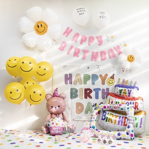 84x84 데이지 가랜드 생일파티 용품 세트 홈파티 패키지, 핑크세트