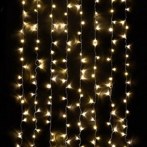 나이스엘이디 LED 커튼라이트 LED160구 + 점멸코드, 투명선 + 웜화이트