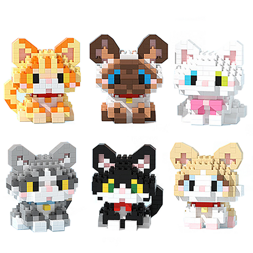 [블럭킹] 나노블럭 댕이 냥이 강아지 고양이 6종 모음 어린이 KC인증, 고양이 6P, 1개
