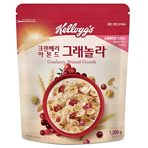 켈로그 크랜베리 아몬드 그래놀라 시리얼, 1.2kg, 5개