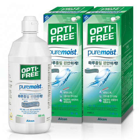 옵티프리 퓨어모이스트 렌즈세정액 + 렌즈케이스, 300ml, 2개