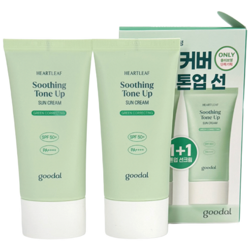 구달 어성초 진정 그린톤업 선크림 SPF50+ PA++++, 2개, 50ml