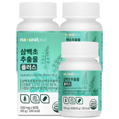[1일 1정][3개월분 대용량] 내츄럴플러스 국산 100% 삼백초추출물 플러스 / 고함량 삼백초 파이토 퀘르세틴, 3박스, 90정