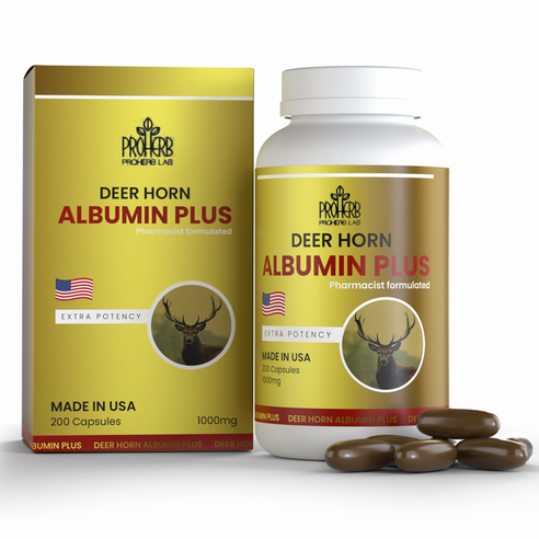 Pro Herb labs 녹용 알부민 플러스 Deer Horn Albumin Plus 1000 mg 200 캡슐, 200정