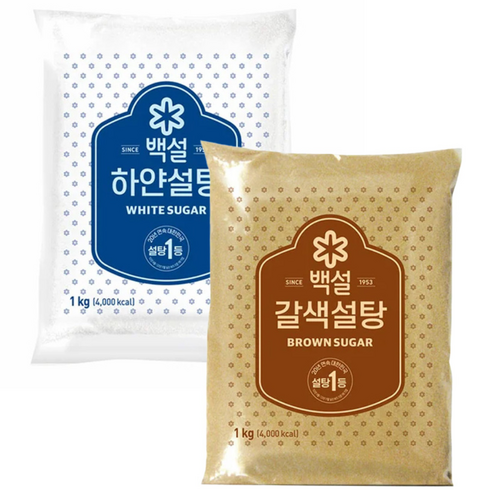 올따옴 백설 하얀설탕 1kg + 백설 갈색설탕 1kg, 1kg, 2개