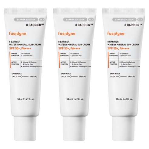 후시다인 8 베리어 워터리 미네랄 선크림, 3개, 50ml