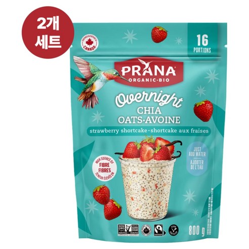 프라나 Prana 오버나이트 치아 오트밀 딸기 쇼트케이크 맛 800g 2개