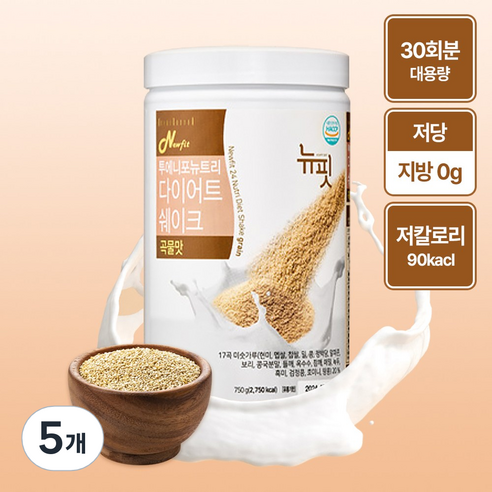 뉴핏 투에니포 뉴트리 다이어트 쉐이크 곡물맛, 750g, 5개