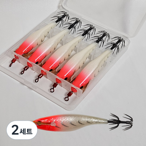 MZT 3D 미니 리플렉스 에기 5종 세트 수평 쭈꾸미 갑오징어 문어 한치, 2세트, 뉴 고추장컬러[5개입], 5.9g