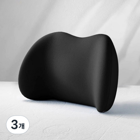 HwaDon 차량용 고급 메모리폼 허리쿠션, 3개, 블랙