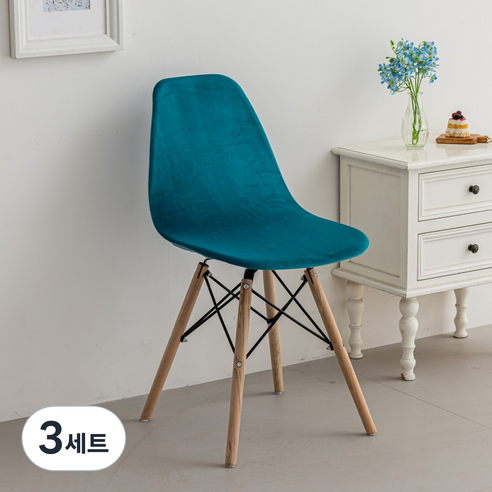 커버무드 고탄력 벨벳 에펠 의자 커버 2개, 3세트, 네이비 블루