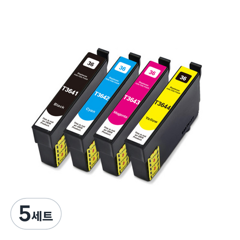 T364 (세트판매) T3641-4 XP245 T364100 T34200 엡손 비정품잉크, 1세트 검정+파랑+빨강+노랑(4개묶음)할인가, 5세트
