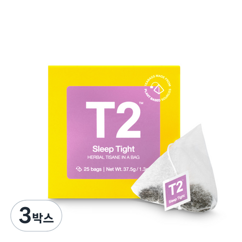 T2 슬립타이트 티백, 25개입, 3개, 37.5g